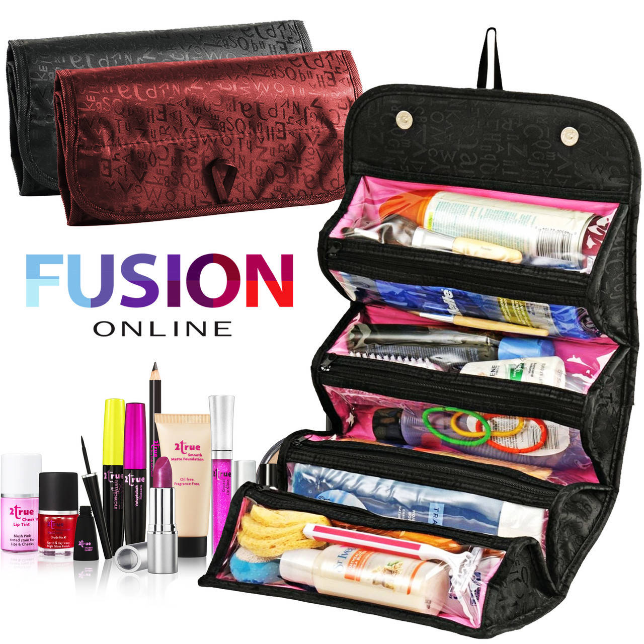 

Косметичка Roll N Go Cosmetic Bag / дорожная сумка органайзер для косметики, Черный