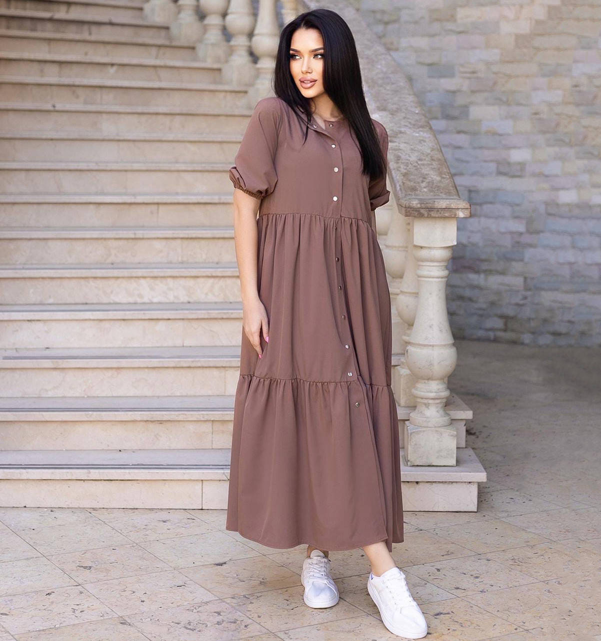 

Женское длинное платье-рубашка оверсайз