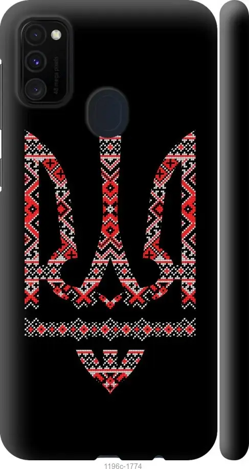 

На Samsung Galaxy M21 M215F Герб - вышиванка на черном фоне "1196c-2016-57583", Черный
