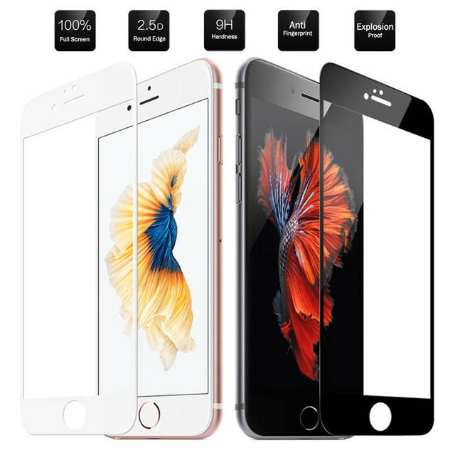 

Защитное стекло для Apple iPhone 6\6S белое .черное на весь экран