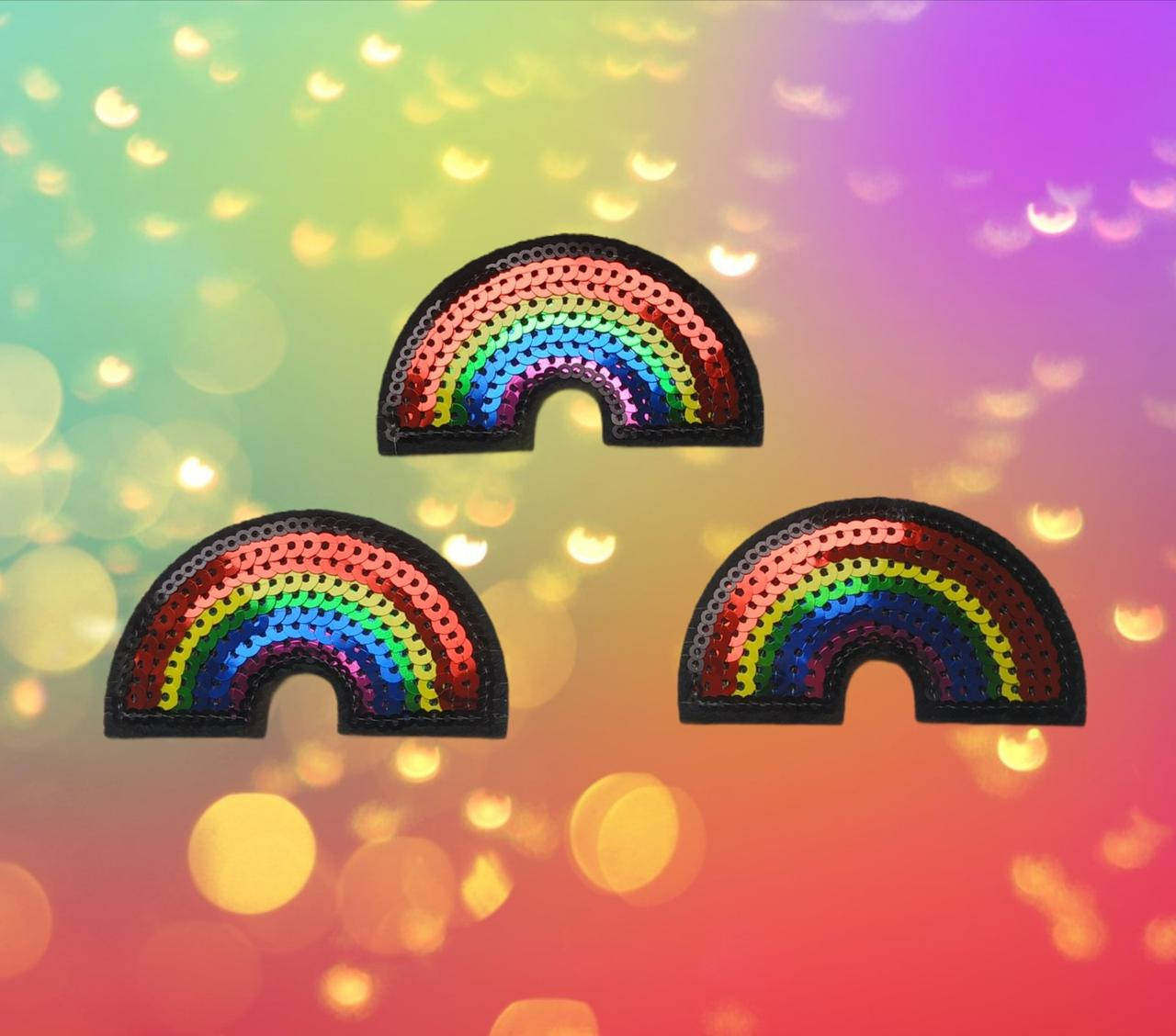 

1 шт Термонаклейка Радуга, нашивка на одежду, текстиль, термоаппликация