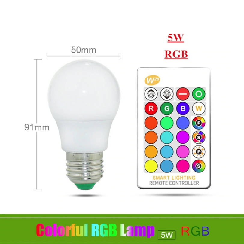 

Лампа с пультом управления Е27 5W RGB LED