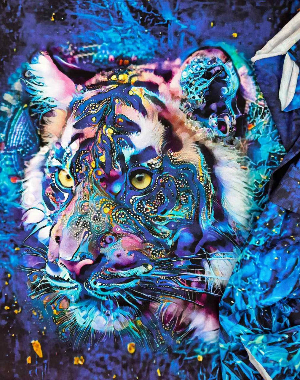 

Стрейч кулир принт "Космический тигр" КУПОН 75*180см. (диджитал)