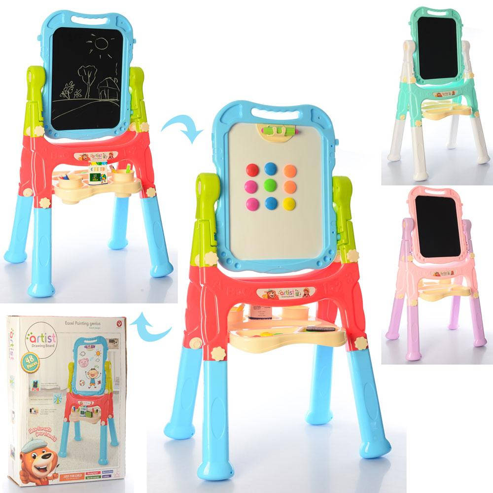 

Детский Мольберт магнитный двухсторонний 050-7-8-9 (маркер, мел, губка, стакан)