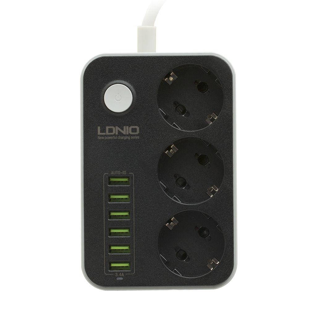 

Сетевой удлинитель на 3 розетки + 6 USB 3.4A LDNIO SE3631 Переноска на 3 розетки с Usb