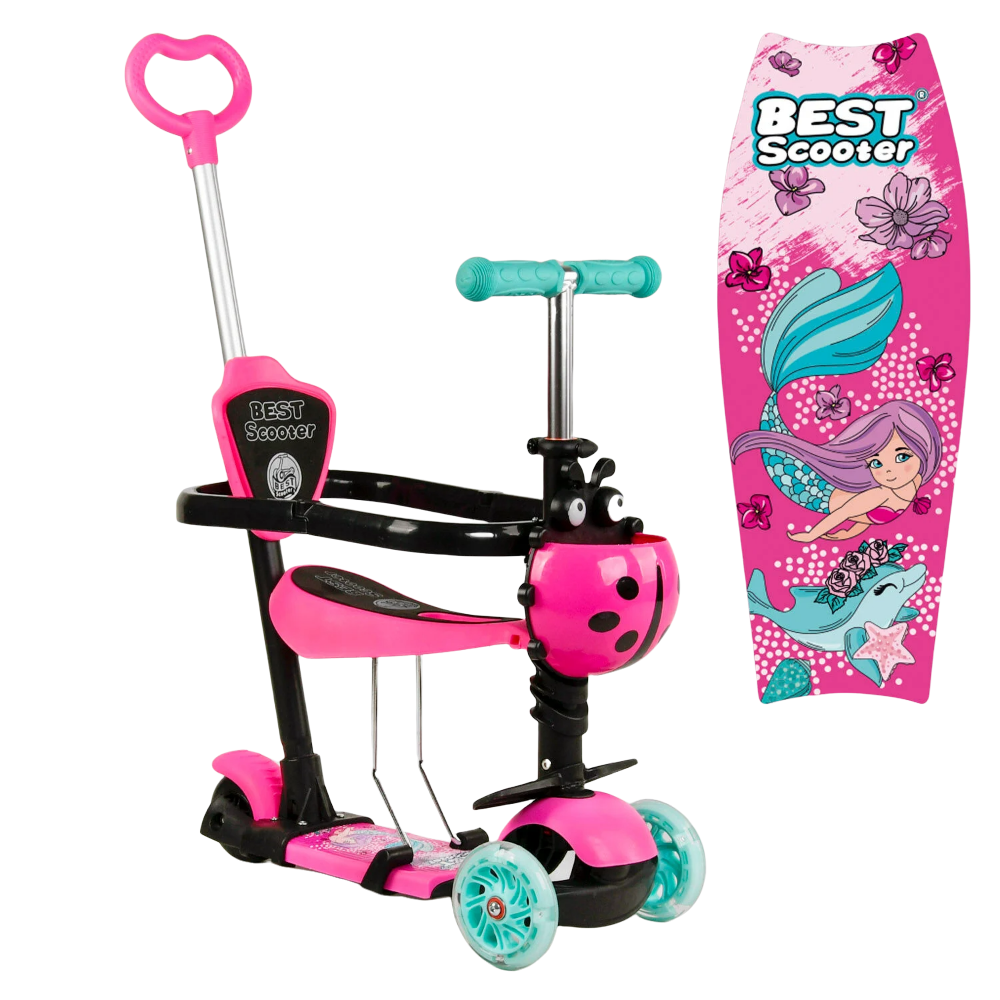 

Трехколесный самокат для девочки Best Scooter 5 в 1 Русалочка, Розовый
