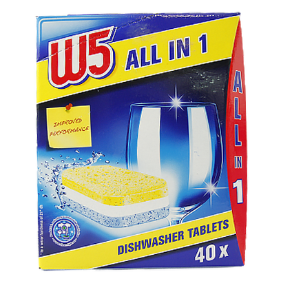 

Таблетки для посудомийної машини В5 W5 dishwasher tablets all-in-1 40tbs 760g 12шт/ящ (Код : 00-00010936)