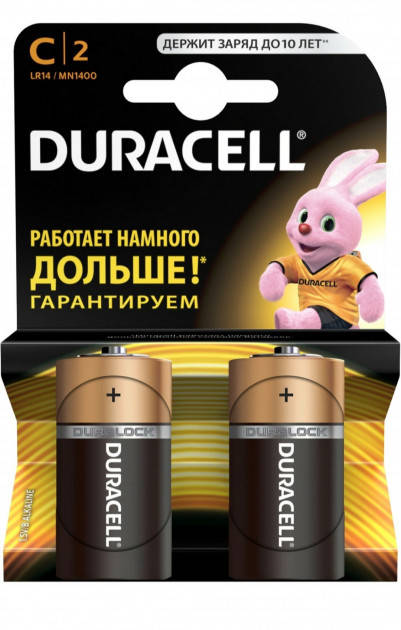 

Батарейка LR14 2шт/уп C-бочка DURACELL Basic 1.5V алкалиновая США