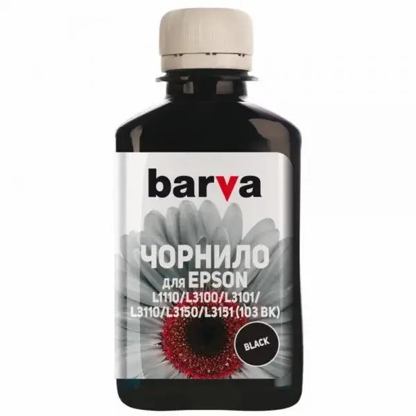 

Чернила для принтера BARVA EPSON L1110/L3100 /103 180 мл Black водорастворимое