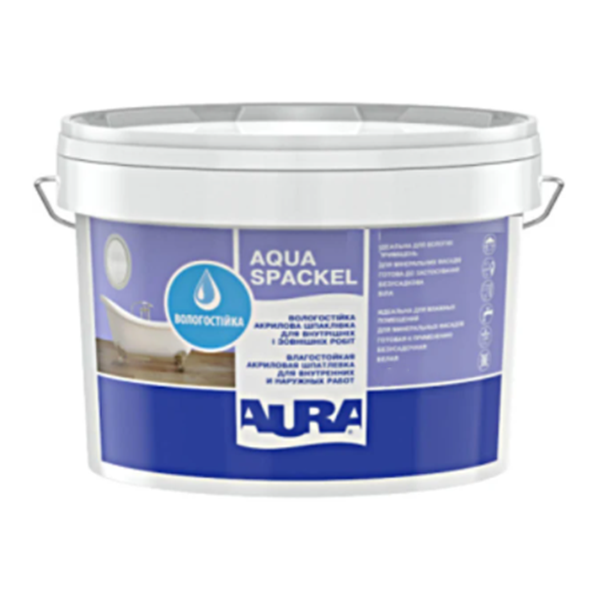 

Влагостойкая акриловая шпатлевка для внутренних и наружных работ Aura Luxpro Aqua Spackel 1.2 кг, Белый