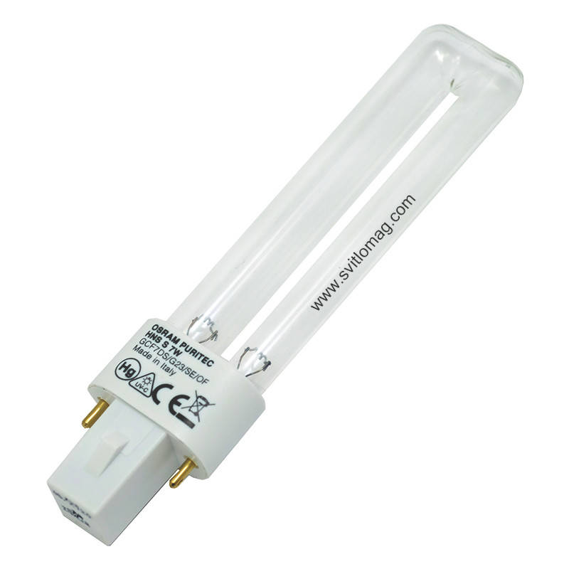 

Лампа бактерицидная ультрафиолетовая HNS S 7w OSRAM G23 PURITEC UV-C