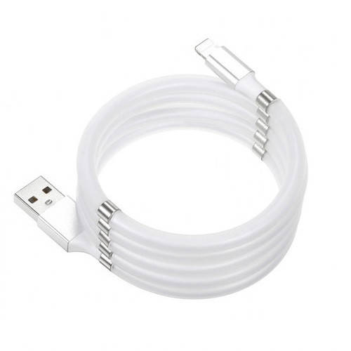 

Кабель магнитный прочный USB Lightning для Apple iPhone MagLink 1м Силикон, Белый