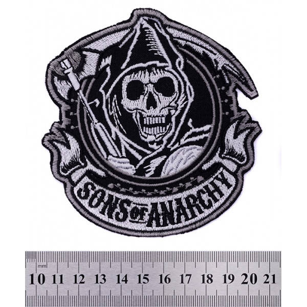 

Нашивка Sons Of Anarchy (Сыны анархии) Смерть с косой 105x110 мм., Серый