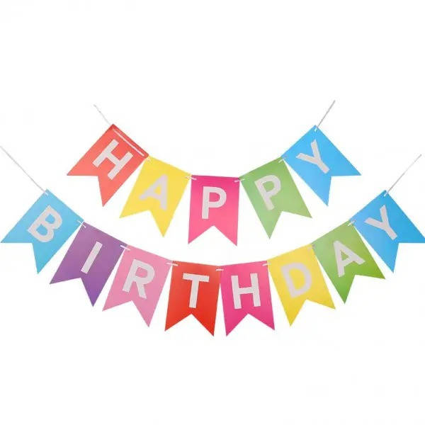 

Бумажная гирлянда Happy Birthday разноцветная, 2.5 м