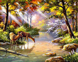 

Вышивка бисером на холсте магнита ТМ Алмазная мозаика Водопой у ручья (DM-355) 40 х 50 см (Без подрамника)