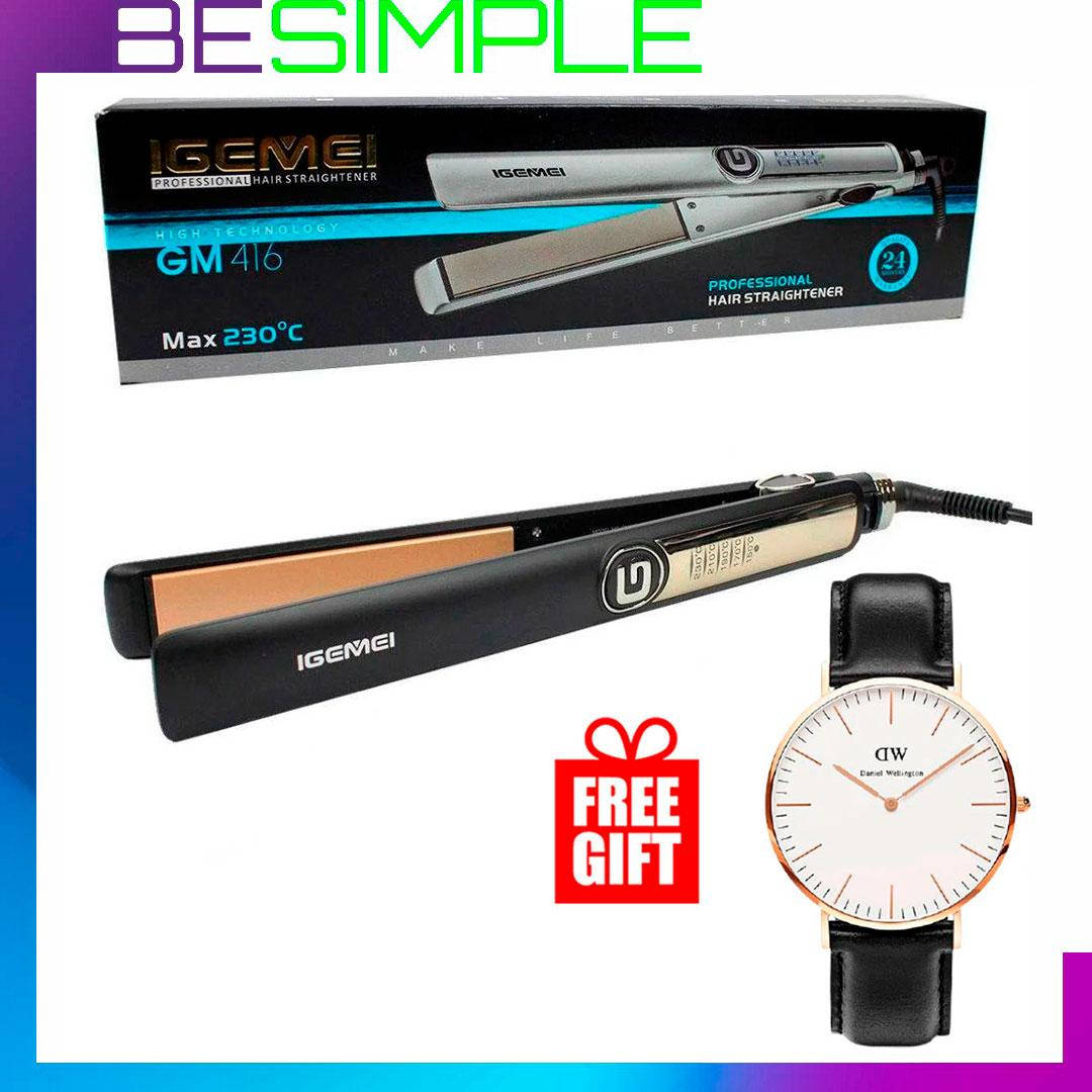 

Плойка для волос GEMEI GM 416 + Подарок Наручные часы Daniel Wellington / Утюжок выпрямитель для волос