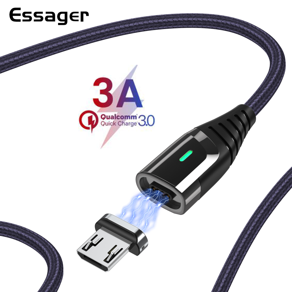 

Магнитный кабель Zinc черный ESSAGER для micro USB 1метр
