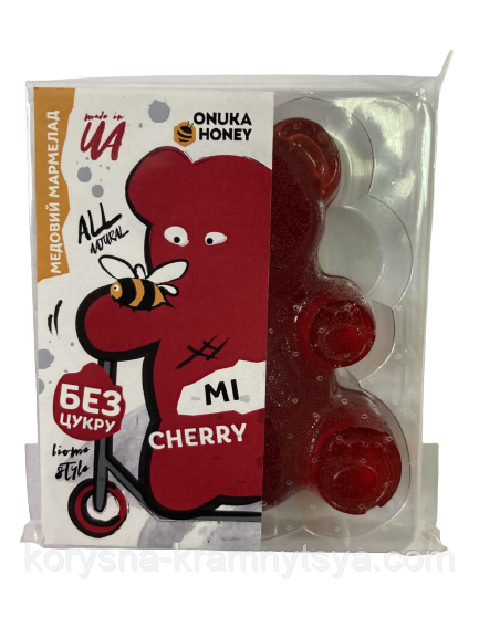 

Натуральний мармеладний ведмедик без цукру "Вишня", 100г Onuka honey