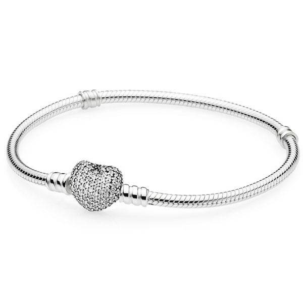 

Пандора Браслет, с застежкой в виде сердца в камнях (18 см) Pandora 590727CZ