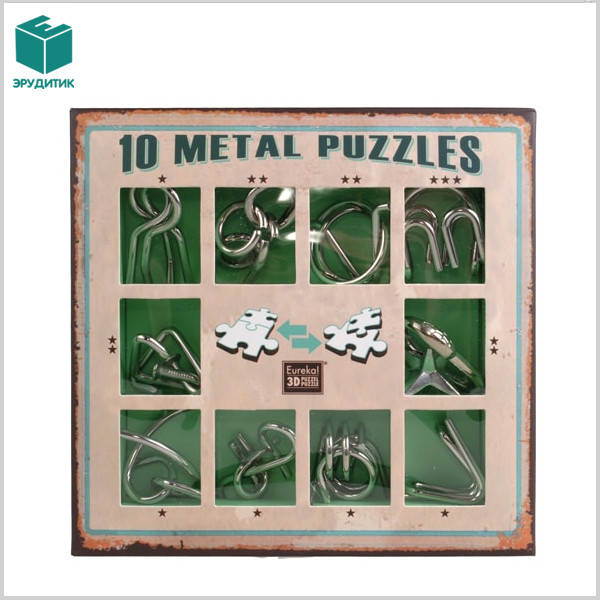 

Набор металлических головоломок 10 шт Metal Puzzle Green Eureka