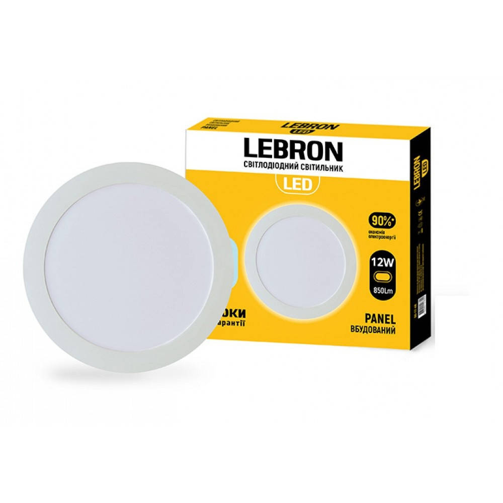 

Круглый врезной LED светильник 12W Lebron L-PR-1265 6500K с блоком питания
