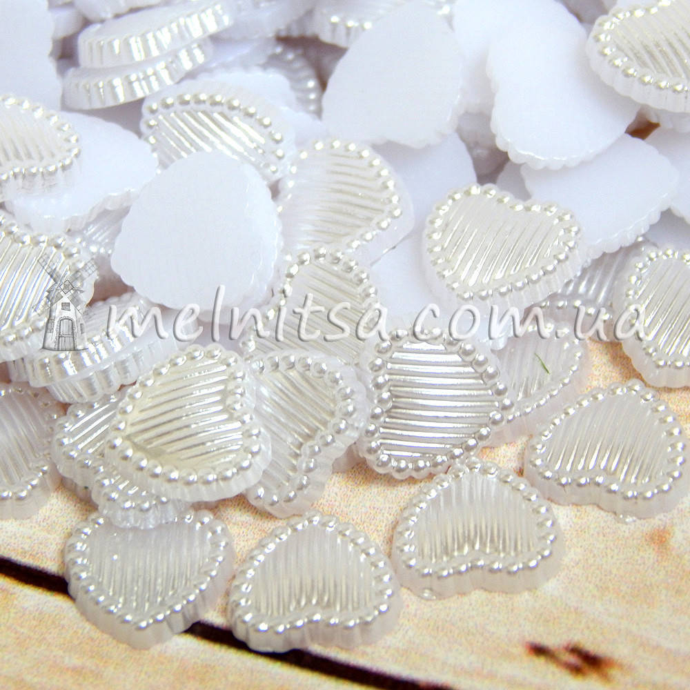 

Клеевой декор сердечко 15х14 мм, белый (5 шт)