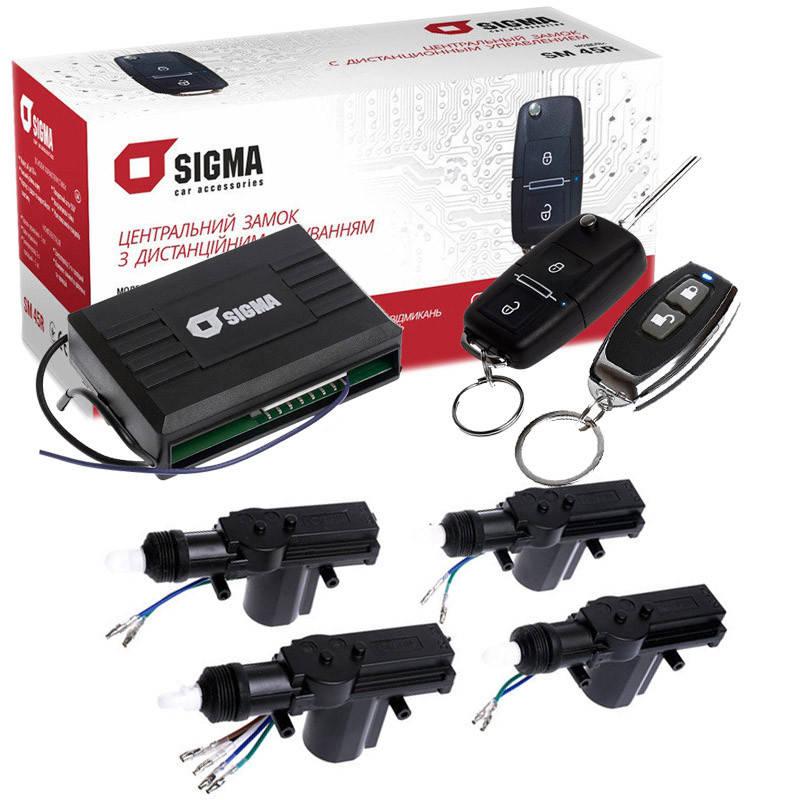 

Центральный замок набор 4шт. (1шт. 5-пров. +3шт. 2-пров.) брелок-ключ (3 кнопки) "Sigma" SM-45R