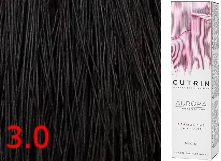 

Cutrin Aurora Permanent Color - Аммиачная краска для волос 3.0 Темно-коричневый, 60 мл