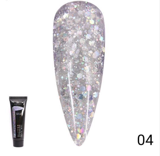 

Цветной полигель с глиттером Global Fashion 04, 30г