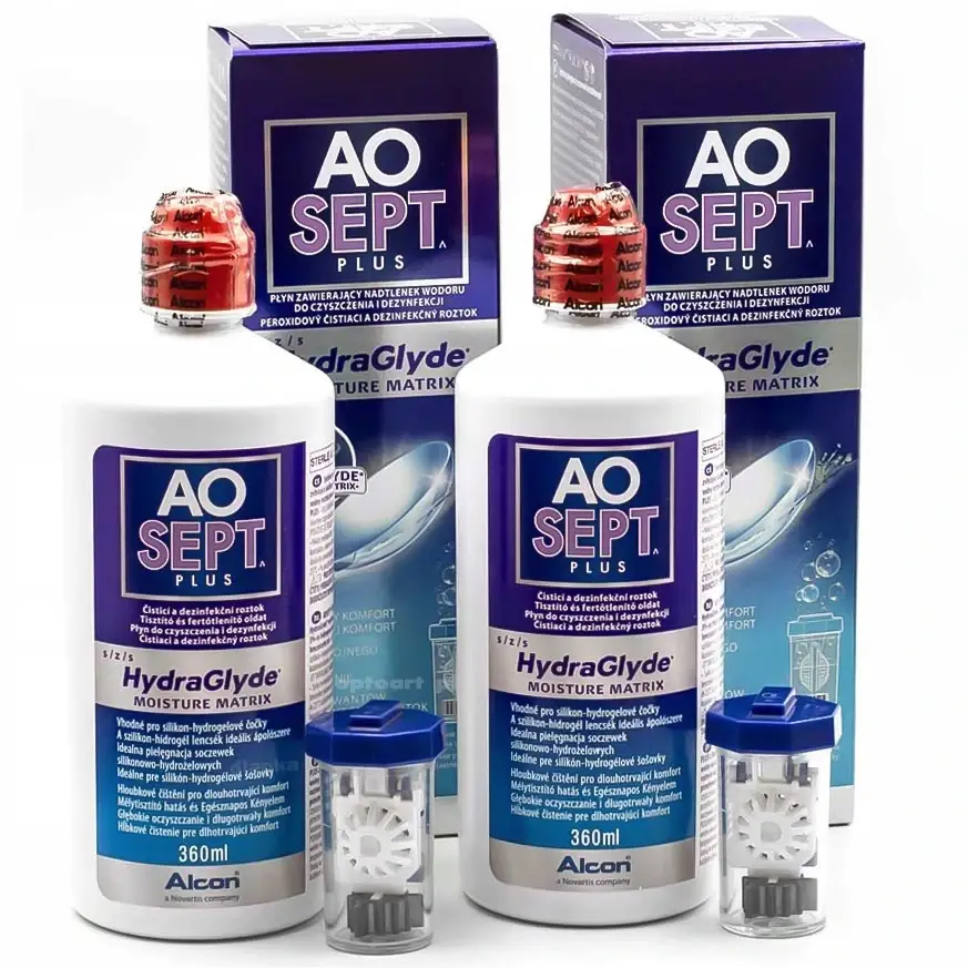 

Раствор для контактных линз AOSEPT Plus HYDRAGLYDE 2x360 + контейнер aosept