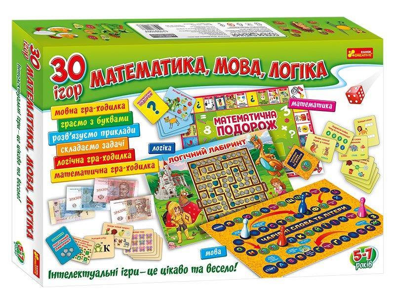 

Настольная игра Математика, речь, логика (Укр.) 30 игр 5+