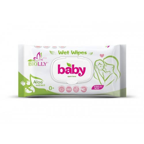 

Вологі серветки"BIOLLY", for baby, 120шт