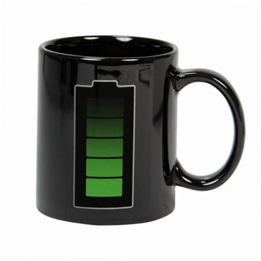 

Чашка хамелеон "Батарейка" черная, Черный