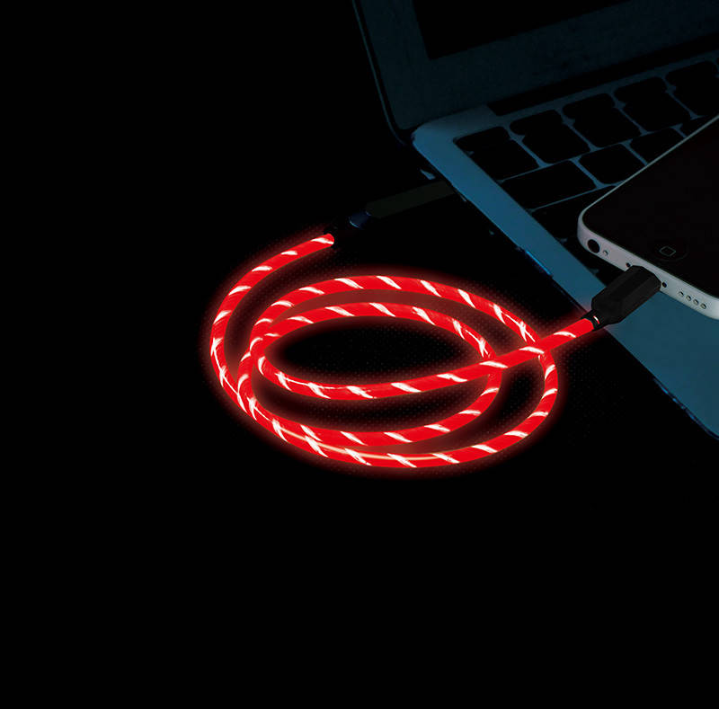 

Зарядный кабель micro USB - струящаяся неоновая подсветка 2А 1м - красный