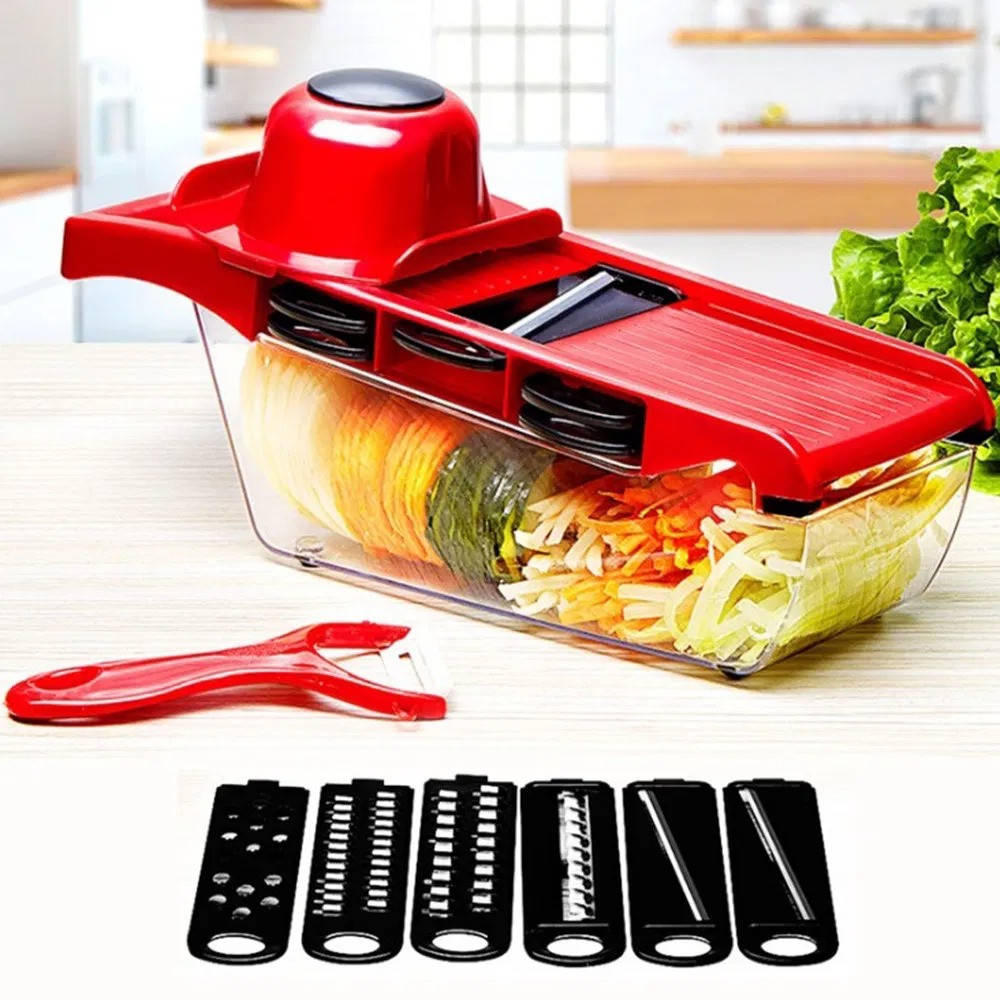 

Овощерезка ручная / Терка для овощей / Мультислайсер Mandoline Slicer 6 in 1, Красный