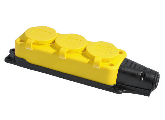 

Вилки розетки IP44 тройная розетка, желтая