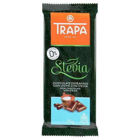 

Шоколад молочный без сахара и без глютена Trapa Stevia 75г Испания