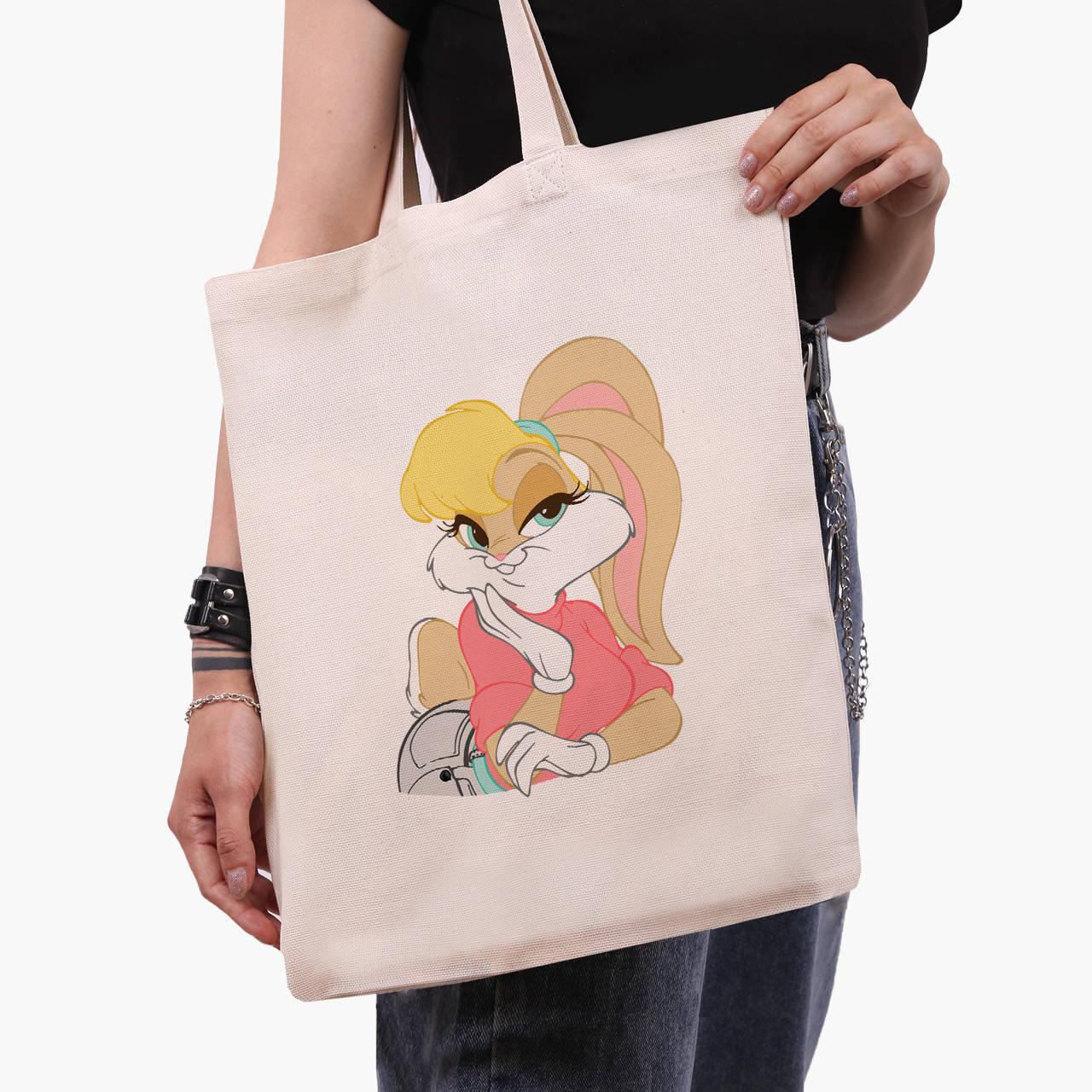 

Эко сумка Лола Банни Луни Тюнз (Lola Bunny Looney Tunes) (9227-2881) бежева классическая, Белый