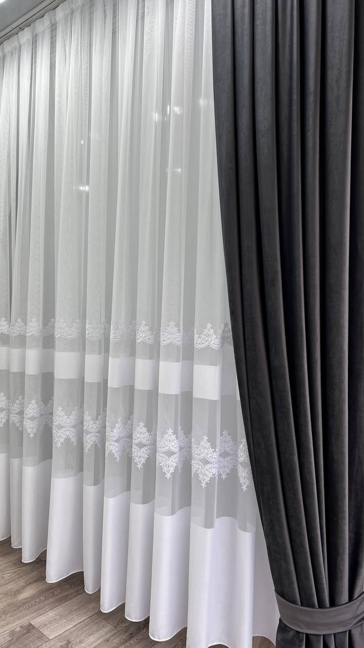 

Тюль основа лен белая, Белый