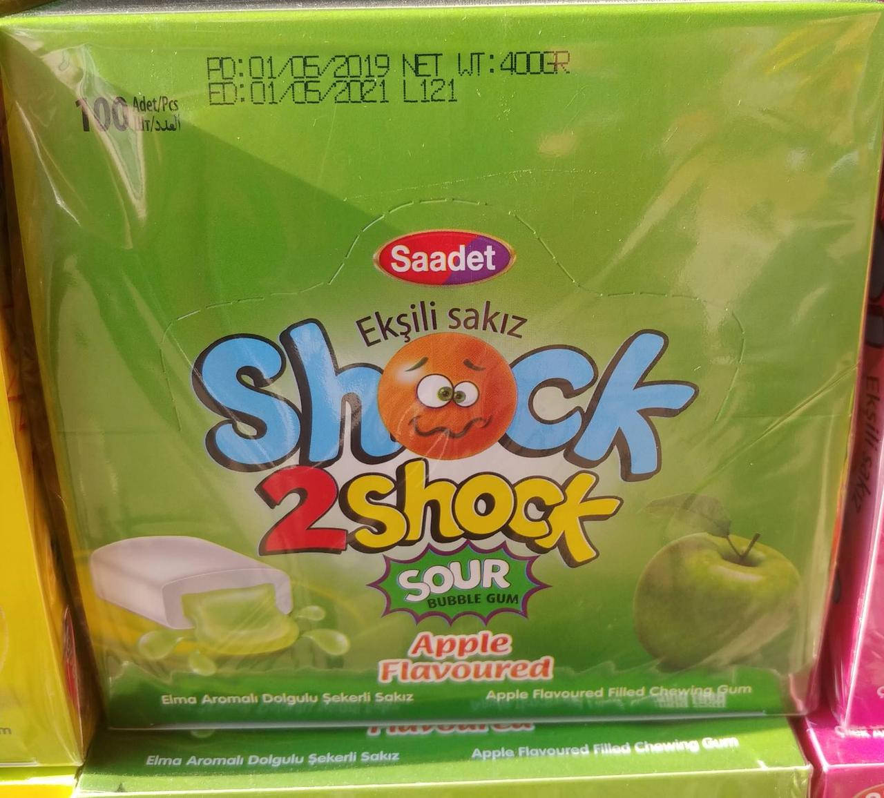 

Жевательная резинка с жидким центром со вкусом яблока Shock2Shock 100 шт Турция