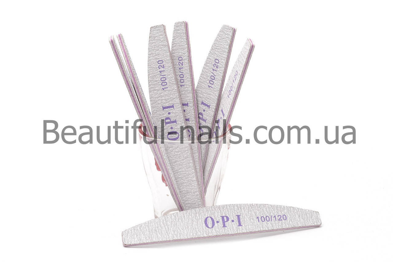 

Пилка для ногтей OPI 100/120, полукруг, серая