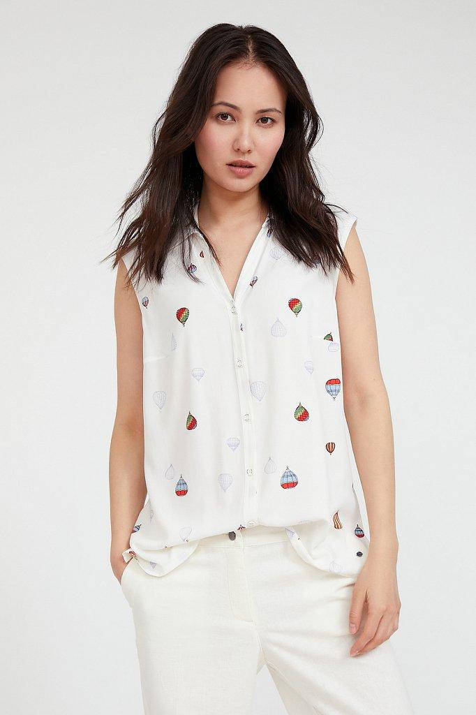 

Летняя блузка из вискозы без рукавов Finn Flare S20-14095-201 белая 2XL, Белый