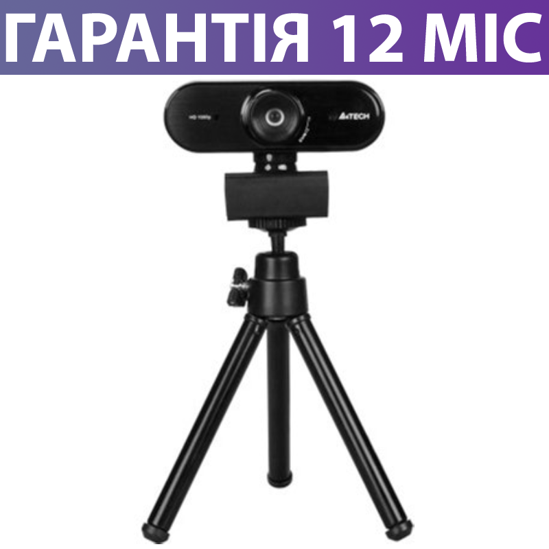 

Веб-камера со штативом A4Tech PK-935HL 1080P, вебкамера с микрофоном, вебка для компьютера (ПК) и ноутбука, Черный