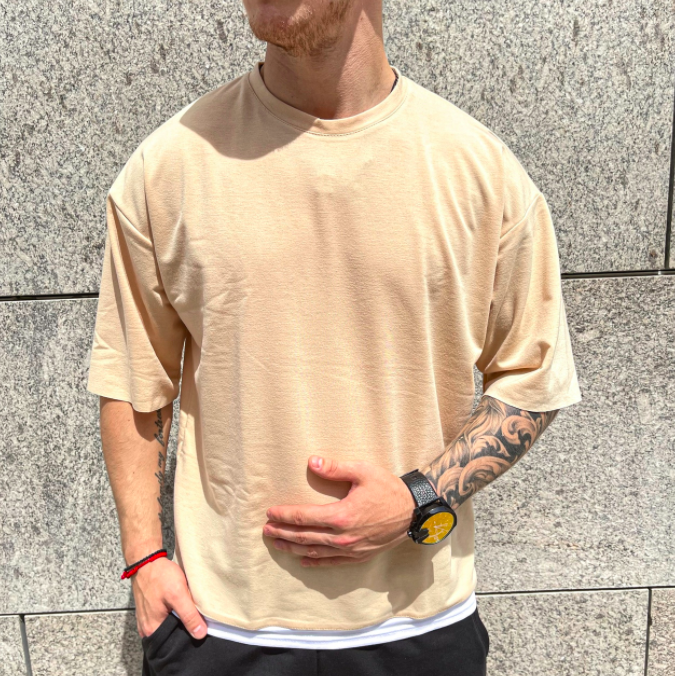 

Футболка мужская Асос бежевая хлопковая. код FD-3002