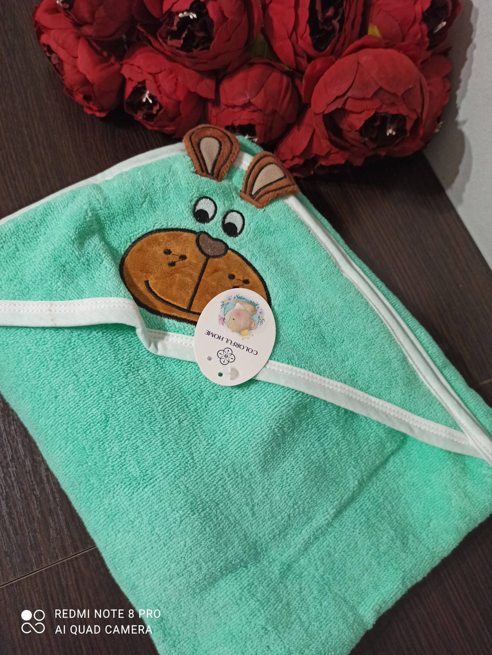 

Детское полотенце, махровый плед с капюшоном 90 * 90 зеленый