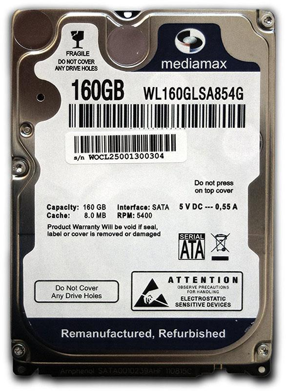 

Жёсткий диск HDD Mediamax 160GB (WL160GLSA854G_) Refurbished (DC)