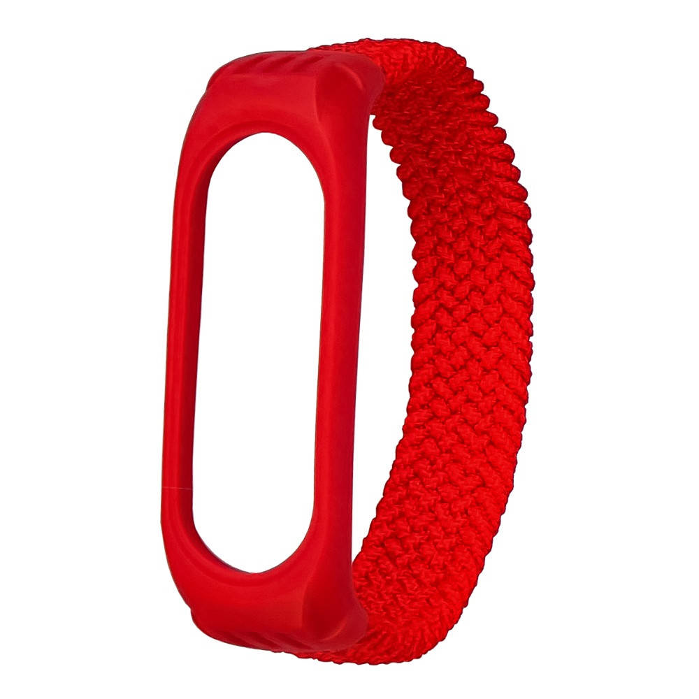 

Ремешок нейлоновый Braided rope для Xiaomi Mi Band 3/ 4/ 5/ 6 размер M красный