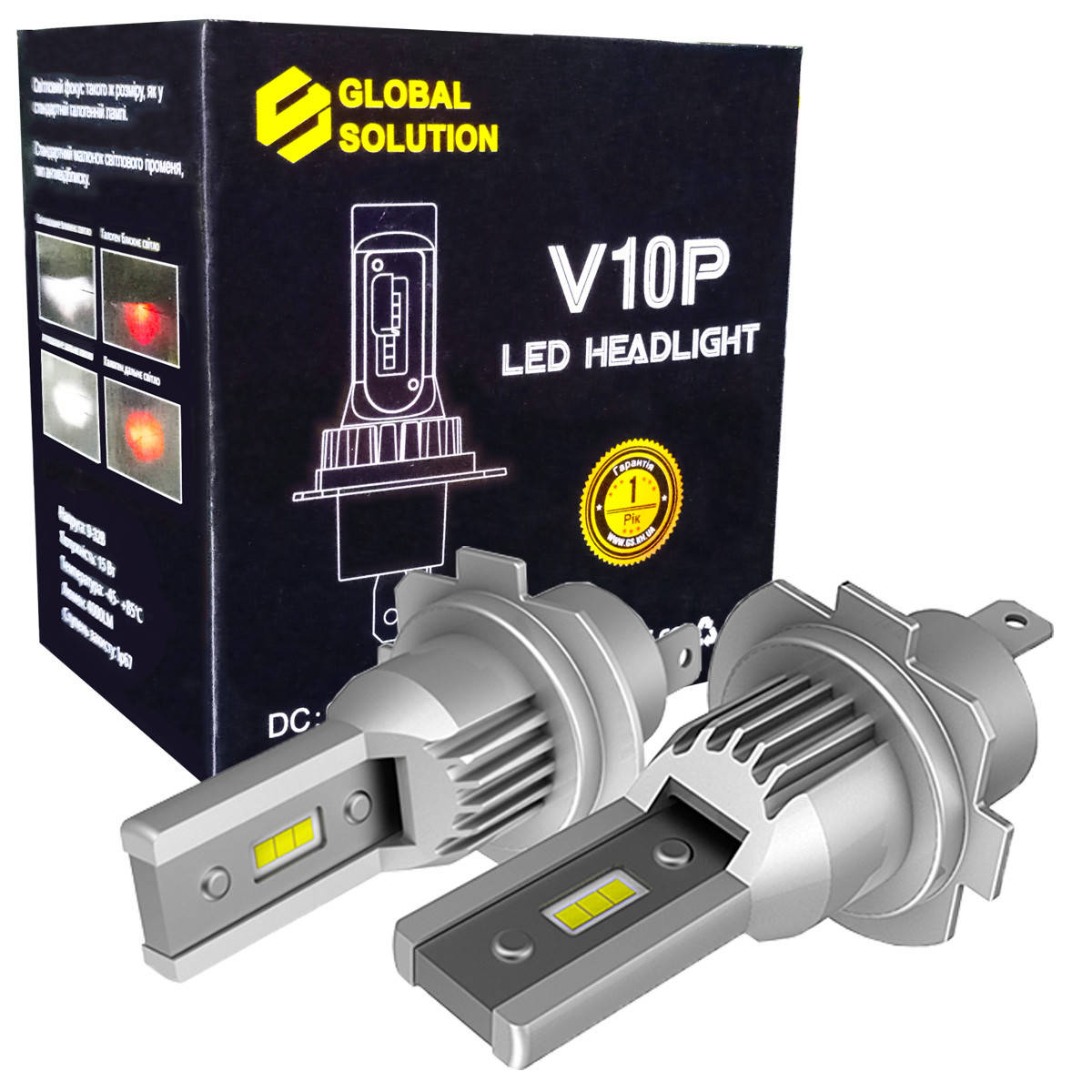 

Лампа светодиодная GS V10 H7 4000 Lum, цвет свечения белый, 2 шт/комплект.