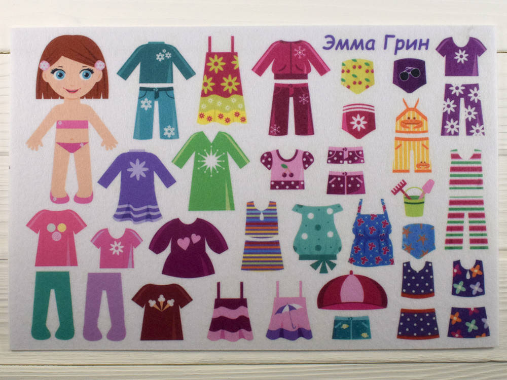 

Фетр с принтом Кукла с одеждой: Эмма Грин (Корейский жесткий 1,2 мм)