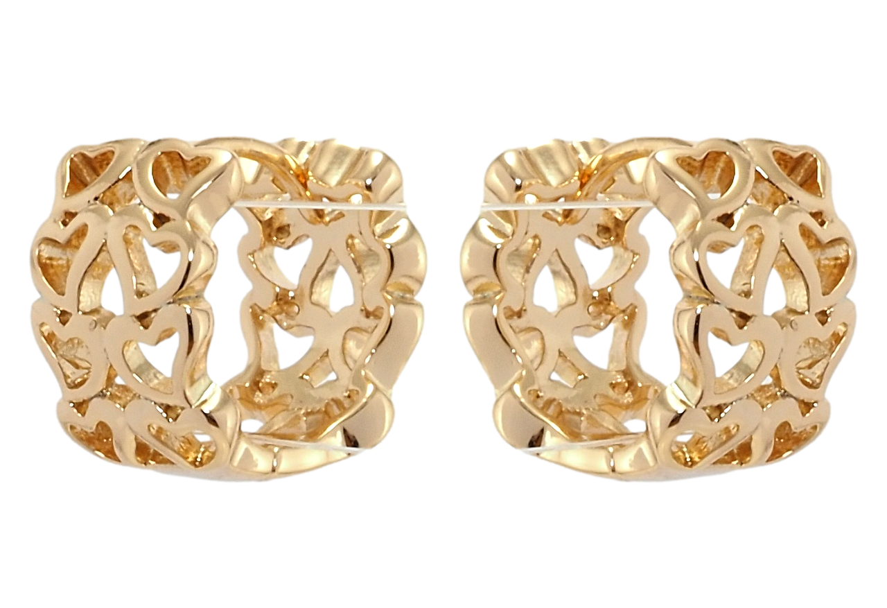 

Серьги Xuping Позолота 18K колечки "Резной орнамент сердечки"